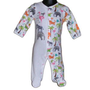 MINOTI BABY Footie Sleeper, 3-6m, Zoo animals Snap